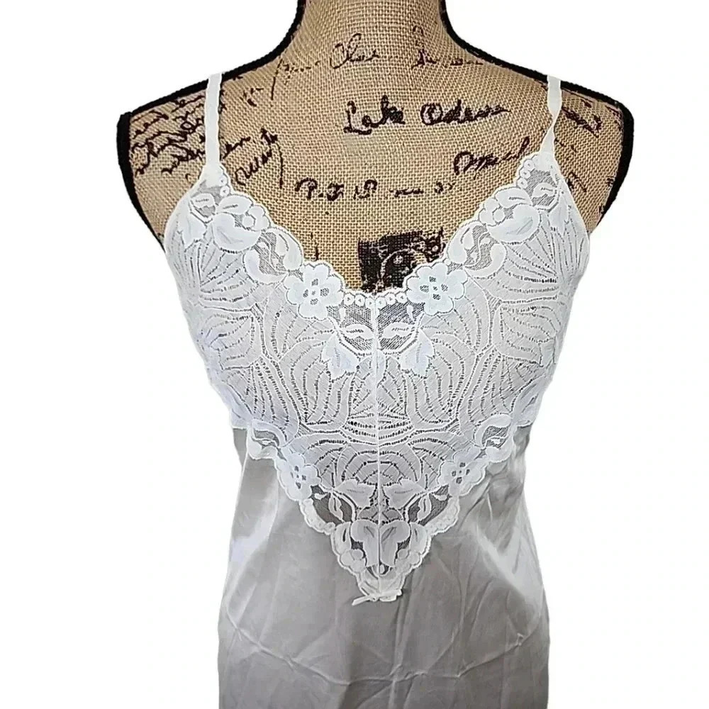 Vintage Warners White Chemise Nightie Slip Dress Medium - Picture 3 of 9